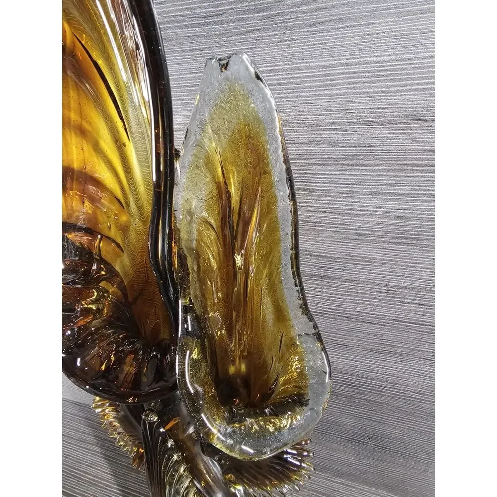 Vintage MCM Art Glass Amber Clear Triple Jack In The Pulpit 18.5 Sculpture Decor